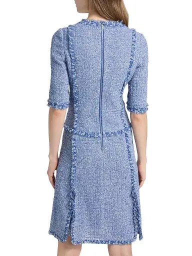Teri Jon by Rickie Freeman Women's Tweed Chiffon-Ruffle Minidress - Blue White - Size 16 | Thumbnail 5 Teri Jon by Rickie Freeman Women's Tweed Chiffon-Ruffle Minidress - Blue White - Size 16 | Thumbnail 5