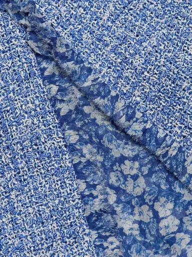 Teri Jon by Rickie Freeman Women's Tweed Chiffon-Ruffle Minidress - Blue White - Size 16 | Thumbnail 7 Teri Jon by Rickie Freeman Women's Tweed Chiffon-Ruffle Minidress - Blue White - Size 16 | Thumbnail 7