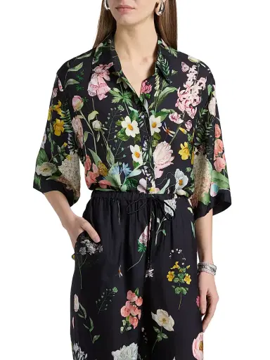 Cara Cara Women's Calvia Floral Boxy Shirt - Bloomsfield Navy | Thumbnail 3 Cara Cara Women's Calvia Floral Boxy Shirt - Bloomsfield Navy | Thumbnail 3