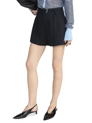 Frame Women's The Soho Wide-Leg Belted Shorts - Navy - Size 0 | Thumbnail 4 Frame Women's The Soho Wide-Leg Belted Shorts - Navy - Size 0 | Thumbnail 4
