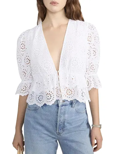 Frame Women's The Solstice Eyelet Blouse - White - Size Large | Thumbnail 4 Frame Women's The Solstice Eyelet Blouse - White - Size Large | Thumbnail 4