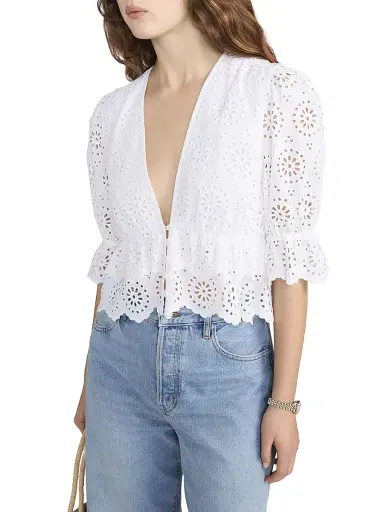 Frame Women's The Solstice Eyelet Blouse - White - Size Large | Thumbnail 5 Frame Women's The Solstice Eyelet Blouse - White - Size Large | Thumbnail 5