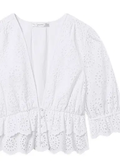 Frame Women's The Solstice Eyelet Blouse - White - Size Large | Thumbnail 8 Frame Women's The Solstice Eyelet Blouse - White - Size Large | Thumbnail 8