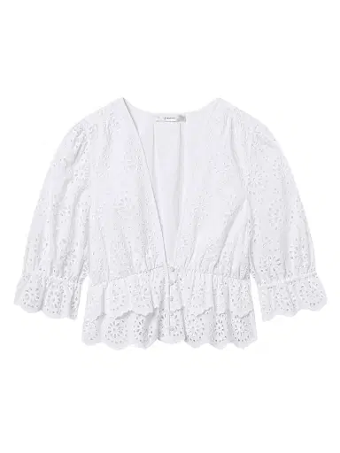Frame Women's The Solstice Eyelet Blouse - White - Size Large | Thumbnail 1 Frame Women's The Solstice Eyelet Blouse - White - Size Large | Thumbnail 1