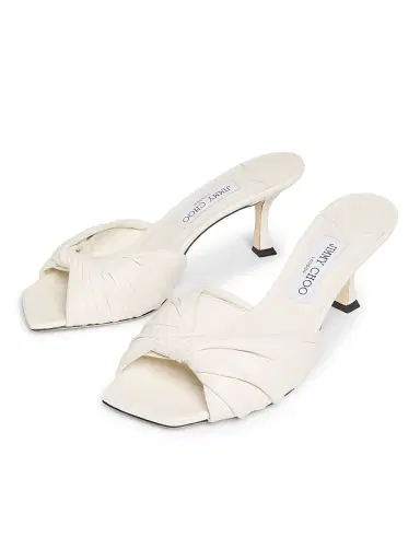 Jimmy Choo Women's Skye 70MM Twisted Textured Leather Mules - Latte | Thumbnail 2 Jimmy Choo Women's Skye 70MM Twisted Textured Leather Mules - Latte | Thumbnail 2