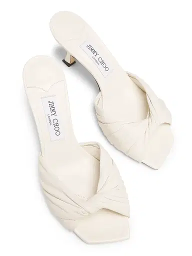 Jimmy Choo Women's Skye 70MM Twisted Textured Leather Mules - Latte | Thumbnail 4 Jimmy Choo Women's Skye 70MM Twisted Textured Leather Mules - Latte | Thumbnail 4