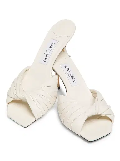 Jimmy Choo Women's Skye 70MM Twisted Textured Leather Mules - Latte | Thumbnail 6 Jimmy Choo Women's Skye 70MM Twisted Textured Leather Mules - Latte | Thumbnail 6