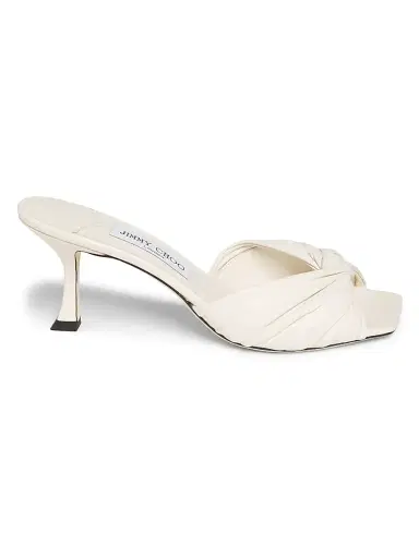 Jimmy Choo Women's Skye 70MM Twisted Textured Leather Mules - Latte | Thumbnail 1 Jimmy Choo Women's Skye 70MM Twisted Textured Leather Mules - Latte | Thumbnail 1