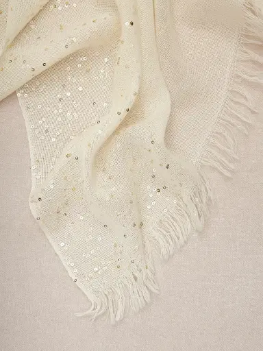 Faliero Sarti Women's Dania Virgin Wool-Silk Ombré Sequined Shawl - Gold And Silver Sequin | Thumbnail 2 Faliero Sarti Women's Dania Virgin Wool-Silk Ombré Sequined Shawl - Gold And Silver Sequin | Thumbnail 2