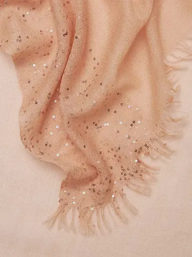 Faliero Sarti Women's Dali Cashmere-Silk Sequined Shawl - Salmon Tonal Sequins | Thumbnail 2 Faliero Sarti Women's Dali Cashmere-Silk Sequined Shawl - Salmon Tonal Sequins | Thumbnail 2