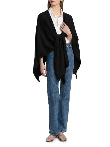 Carolyn Rowan Collection Women's Sequin Cashmere-Silk Ruana - Black | Thumbnail 3 Carolyn Rowan Collection Women's Sequin Cashmere-Silk Ruana - Black | Thumbnail 3