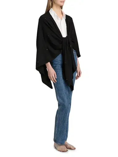 Carolyn Rowan Collection Women's Sequin Cashmere-Silk Ruana - Black | Thumbnail 4 Carolyn Rowan Collection Women's Sequin Cashmere-Silk Ruana - Black | Thumbnail 4