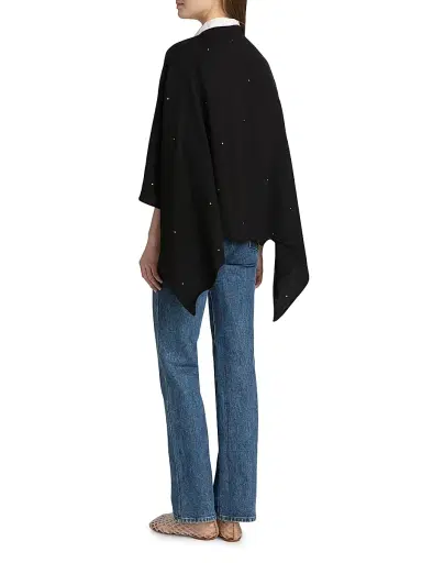 Carolyn Rowan Collection Women's Sequin Cashmere-Silk Ruana - Black | Thumbnail 5 Carolyn Rowan Collection Women's Sequin Cashmere-Silk Ruana - Black | Thumbnail 5
