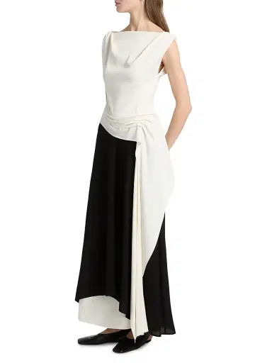 Proenza Schouler Women's Daliah Two-Tone Satin Cocktail Dress - Ecru Black - Size 12 | Thumbnail 4 Proenza Schouler Women's Daliah Two-Tone Satin Cocktail Dress - Ecru Black - Size 12 | Thumbnail 4