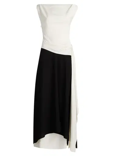 Proenza Schouler Women's Daliah Two-Tone Satin Cocktail Dress - Ecru Black - Size 12 | Thumbnail 1 Proenza Schouler Women's Daliah Two-Tone Satin Cocktail Dress - Ecru Black - Size 12 | Thumbnail 1