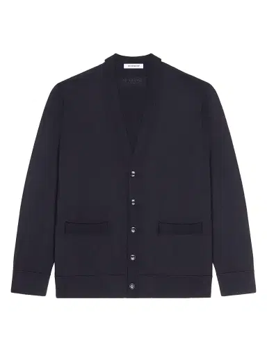 Givenchy Men's Cardigan in Wool with Gros Grain Details - Dark Navy | Thumbnail 1 Givenchy Men's Cardigan in Wool with Gros Grain Details - Dark Navy | Thumbnail 1
