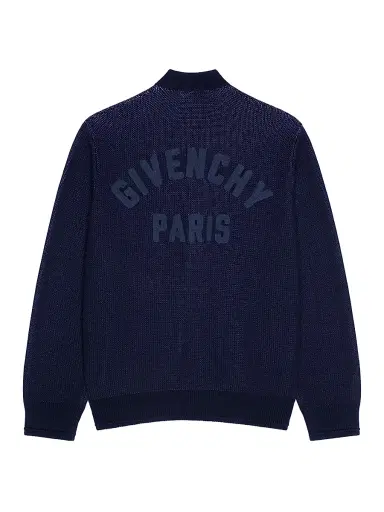 Givenchy Men's Cardigan in Cotton with Paris Embroidery - Dark Navy | Thumbnail 2 Givenchy Men's Cardigan in Cotton with Paris Embroidery - Dark Navy | Thumbnail 2