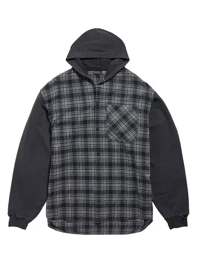 Balenciaga Men's Hooded Hybrid Shirt - Grey | Thumbnail 1 Balenciaga Men's Hooded Hybrid Shirt - Grey | Thumbnail 1