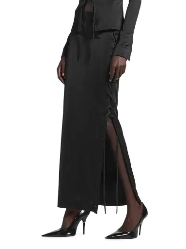 Balenciaga Women's Lace-Up Maxi Skirt - Black | Thumbnail 2 Balenciaga Women's Lace-Up Maxi Skirt - Black | Thumbnail 2