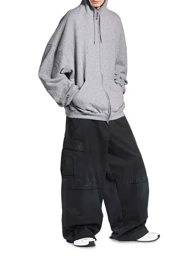 Balenciaga Men's Hi There Large Zip-Up Hoodie - Heather Grey | Thumbnail 5 Balenciaga Men's Hi There Large Zip-Up Hoodie - Heather Grey | Thumbnail 5