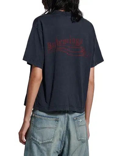 Balenciaga Women's Washed Crayon Political Medium Fit T-Shirt - Faded Black | Thumbnail 4 Balenciaga Women's Washed Crayon Political Medium Fit T-Shirt - Faded Black | Thumbnail 4
