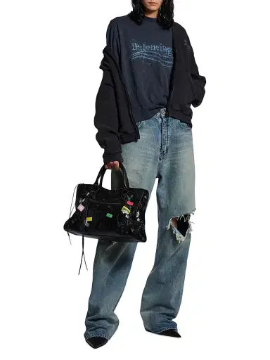 Balenciaga Women's Washed Crayon Political Medium Fit T-Shirt - Faded Black | Thumbnail 5 Balenciaga Women's Washed Crayon Political Medium Fit T-Shirt - Faded Black | Thumbnail 5