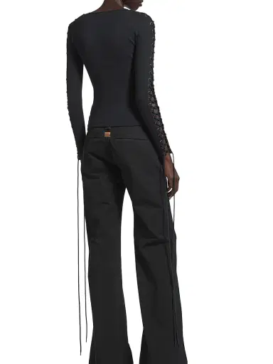 Balenciaga Women's Lace-Up Long Sleeve T-Shirt - Black | Thumbnail 3 Balenciaga Women's Lace-Up Long Sleeve T-Shirt - Black | Thumbnail 3