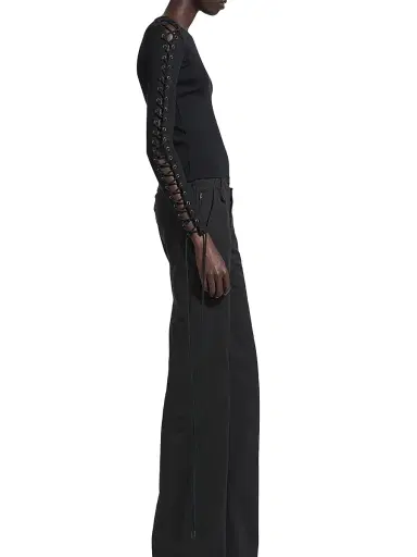 Balenciaga Women's Lace-Up Long Sleeve T-Shirt - Black | Thumbnail 4 Balenciaga Women's Lace-Up Long Sleeve T-Shirt - Black | Thumbnail 4