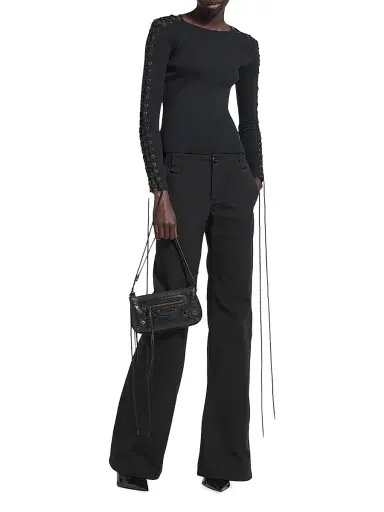 Balenciaga Women's Lace-Up Long Sleeve T-Shirt - Black | Thumbnail 5 Balenciaga Women's Lace-Up Long Sleeve T-Shirt - Black | Thumbnail 5