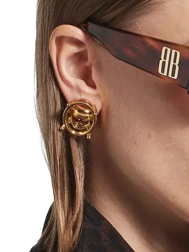 Balenciaga Women's Frame Oval Earrings - Shiny Gold | Thumbnail 4 Balenciaga Women's Frame Oval Earrings - Shiny Gold | Thumbnail 4