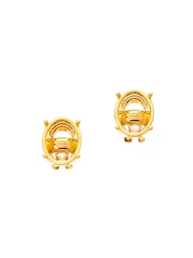 Balenciaga Women's Frame Oval Earrings - Shiny Gold | Thumbnail 1 Balenciaga Women's Frame Oval Earrings - Shiny Gold | Thumbnail 1