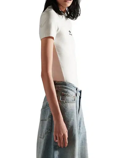 Balenciaga Women's 3B Sports Icon Fitted Crewneck T-Shirt - Chalky White | Thumbnail 4 Balenciaga Women's 3B Sports Icon Fitted Crewneck T-Shirt - Chalky White | Thumbnail 4