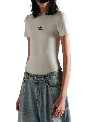 Balenciaga Women's 3B Sports Icon Fitted Crewneck T-Shirt - Chalky White | Thumbnail 5 Balenciaga Women's 3B Sports Icon Fitted Crewneck T-Shirt - Chalky White | Thumbnail 5
