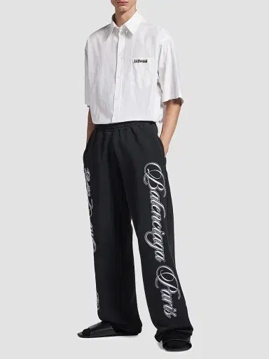 Balenciaga Men's Cursive Baggy Pants - Black White - Size Medium | Thumbnail 2 Balenciaga Men's Cursive Baggy Pants - Black White - Size Medium | Thumbnail 2