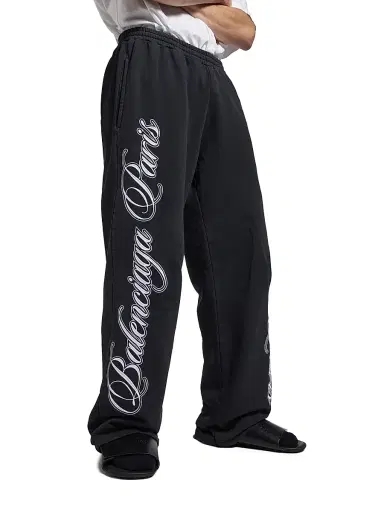 Balenciaga Men's Cursive Baggy Pants - Black White - Size Medium | Thumbnail 6 Balenciaga Men's Cursive Baggy Pants - Black White - Size Medium | Thumbnail 6