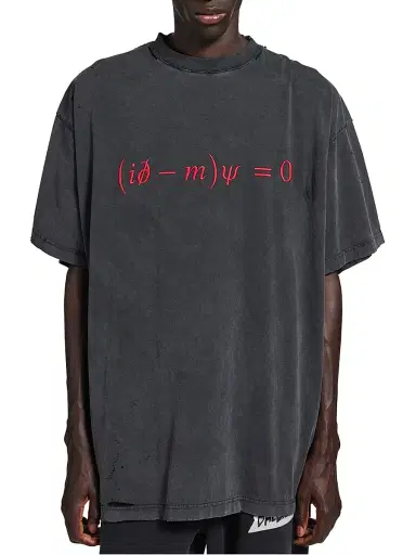 Balenciaga Men's Dirac Equation Oversized T-Shirt - Washed Black Red | Thumbnail 2 Balenciaga Men's Dirac Equation Oversized T-Shirt - Washed Black Red | Thumbnail 2