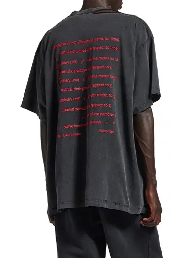 Balenciaga Men's Dirac Equation Oversized T-Shirt - Washed Black Red | Thumbnail 3 Balenciaga Men's Dirac Equation Oversized T-Shirt - Washed Black Red | Thumbnail 3