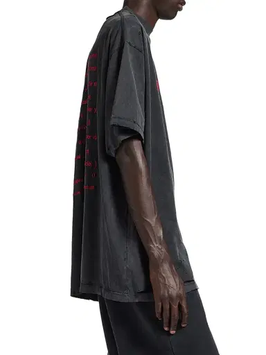 Balenciaga Men's Dirac Equation Oversized T-Shirt - Washed Black Red | Thumbnail 4 Balenciaga Men's Dirac Equation Oversized T-Shirt - Washed Black Red | Thumbnail 4