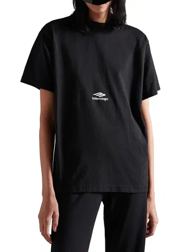 Balenciaga Women's 3B Sports Icon T-Shirt - Washed Black | Thumbnail 2 Balenciaga Women's 3B Sports Icon T-Shirt - Washed Black | Thumbnail 2