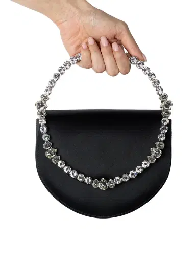 L'Alingi Women's Lily Crystal-Embellished Satin Top Handle Bag - Black | Thumbnail 2 L'Alingi Women's Lily Crystal-Embellished Satin Top Handle Bag - Black | Thumbnail 2
