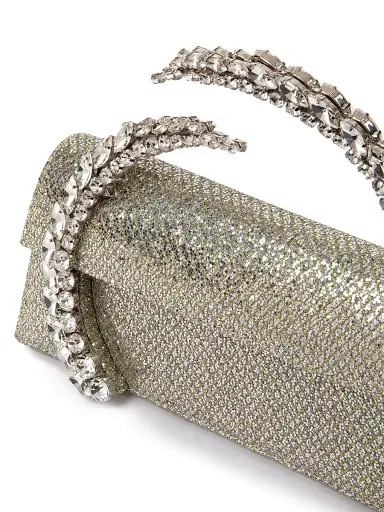 L'Alingi Women's Karma Crystal-Embellished Lace Clutch - Gold | Thumbnail 4 L'Alingi Women's Karma Crystal-Embellished Lace Clutch - Gold | Thumbnail 4