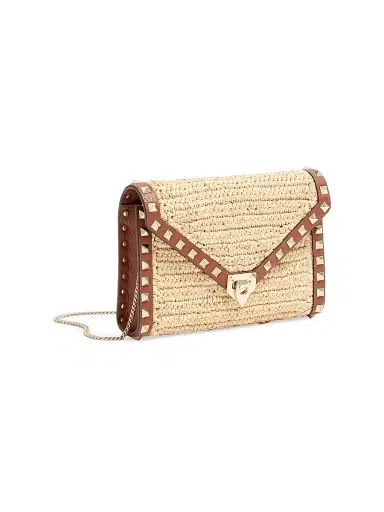 Valentino Garavani Women's Mini Rockstud Raffia Shoulder Bag - Saddle Brown | Thumbnail 3 Valentino Garavani Women's Mini Rockstud Raffia Shoulder Bag - Saddle Brown | Thumbnail 3