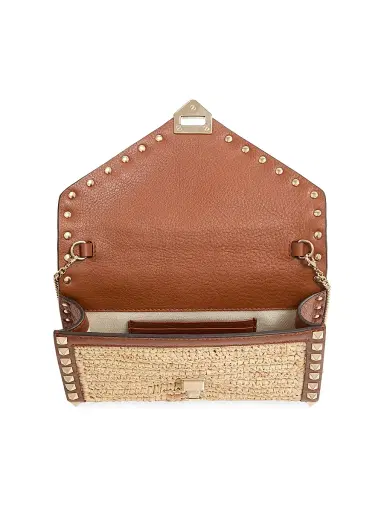 Valentino Garavani Women's Mini Rockstud Raffia Shoulder Bag - Saddle Brown | Thumbnail 5 Valentino Garavani Women's Mini Rockstud Raffia Shoulder Bag - Saddle Brown | Thumbnail 5