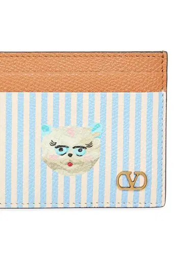 Valentino Garavani Men's VLogo Signature Wallet in Grainy Calfskin with Le Chat De La Maison Print - Azure | Thumbnail 4 Valentino Garavani Men's VLogo Signature Wallet in Grainy Calfskin with Le Chat De La Maison Print - Azure | Thumbnail 4