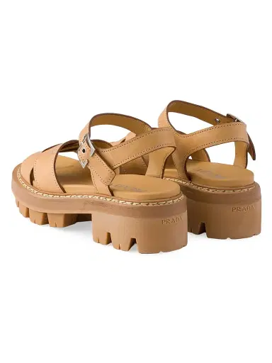 Prada Women's Leather Sandals - Beige Khaki | Thumbnail 3 Prada Women's Leather Sandals - Beige Khaki | Thumbnail 3