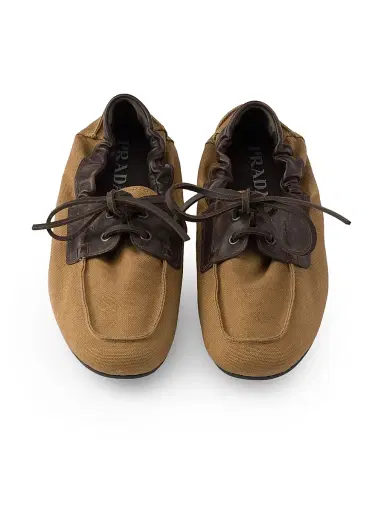 Prada Men's Shuffle Aged Canvas and Leather Boat Shoes - Green | Thumbnail 8 Prada Men's Shuffle Aged Canvas and Leather Boat Shoes - Green | Thumbnail 8