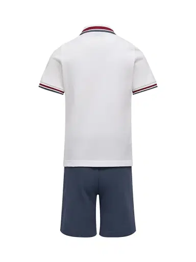 Moncler Little Boy's & Boy's Set in Cotton Piquet - White Blue | Thumbnail 2 Moncler Little Boy's & Boy's Set in Cotton Piquet - White Blue | Thumbnail 2
