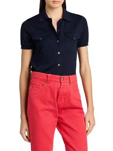 Versace Women's Embroidered Wool Knit Short-Sleeve Cardigan - Navy - Size 10 | Thumbnail 3 Versace Women's Embroidered Wool Knit Short-Sleeve Cardigan - Navy - Size 10 | Thumbnail 3