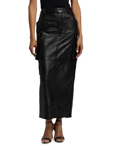 Rick Owens Women's Firbanks Leather Midi-Skirt | Thumbnail 3 Rick Owens Women's Firbanks Leather Midi-Skirt | Thumbnail 3
