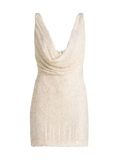 The New Arrivals Ilkyaz Ozel Women's Lydia Sequined Cowlneck Minidress - Full Moon | Thumbnail 1 The New Arrivals Ilkyaz Ozel Women's Lydia Sequined Cowlneck Minidress - Full Moon | Thumbnail 1